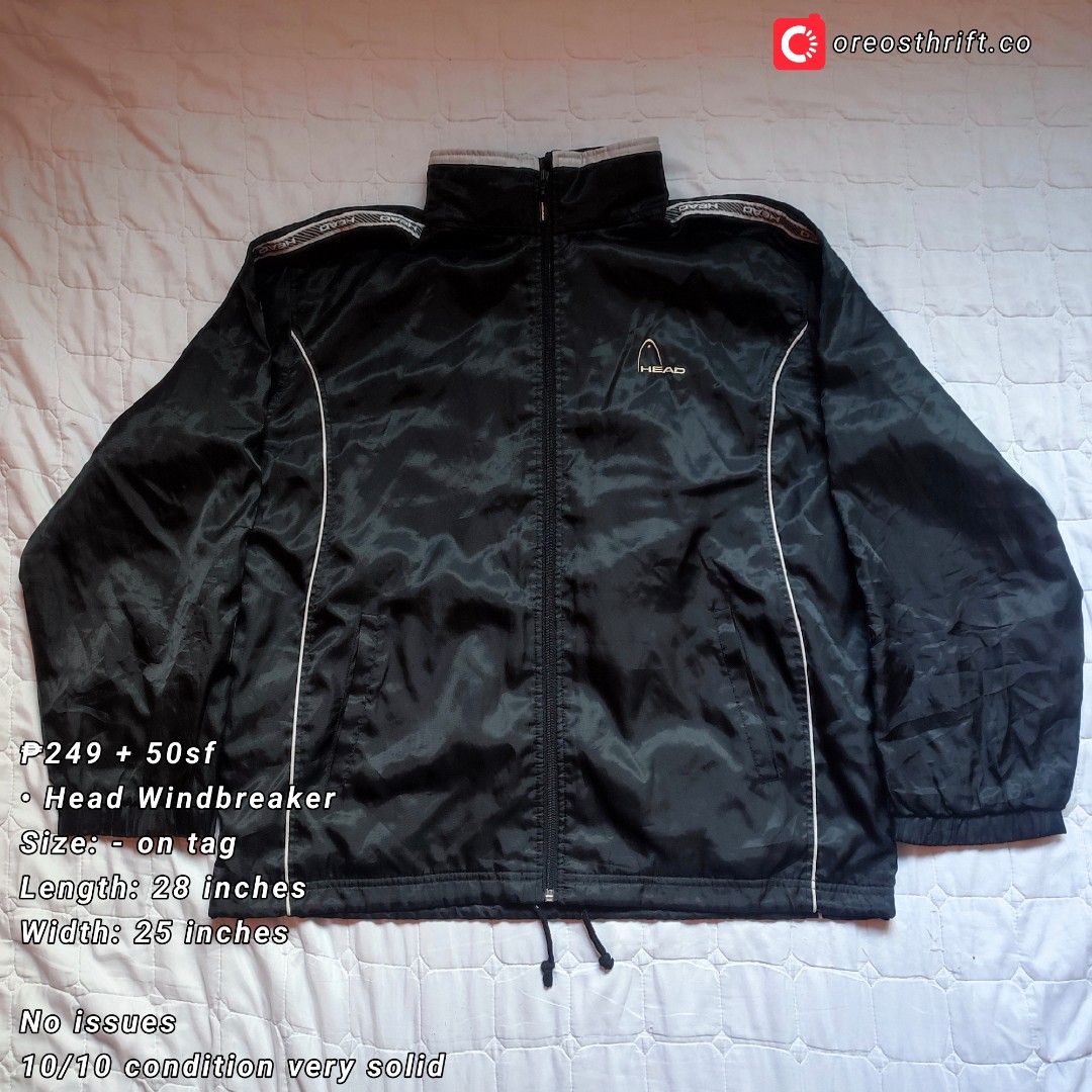 HEAD Vintage Black Windbreaker Jacket (Category: Coats, Jackets and Outerwear) located in Santa Cruz. Submitted by oreosthrift.co (Listing ID 1465414549, Image 1). Description: PRELOVED CLOTHING † handpicked & carefully selected quality pieces • affordable prices DM to claim 📩.