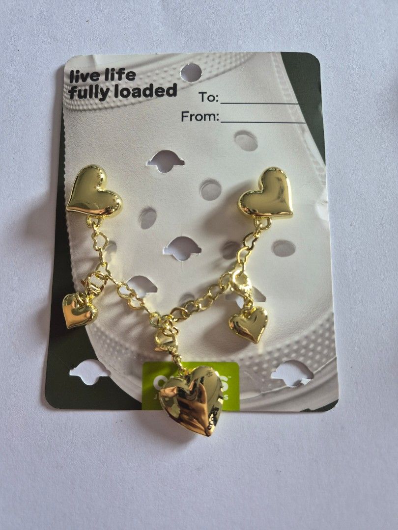 Heart Gold Chain Crocs Jibbitz (AUTHENTIC) (Category: Shoe inserts) located in Manila. Submitted by fashionfootprintsph (Listing ID 1465460326, Image 1). Description: 💯 Original 2 pcs. Available.