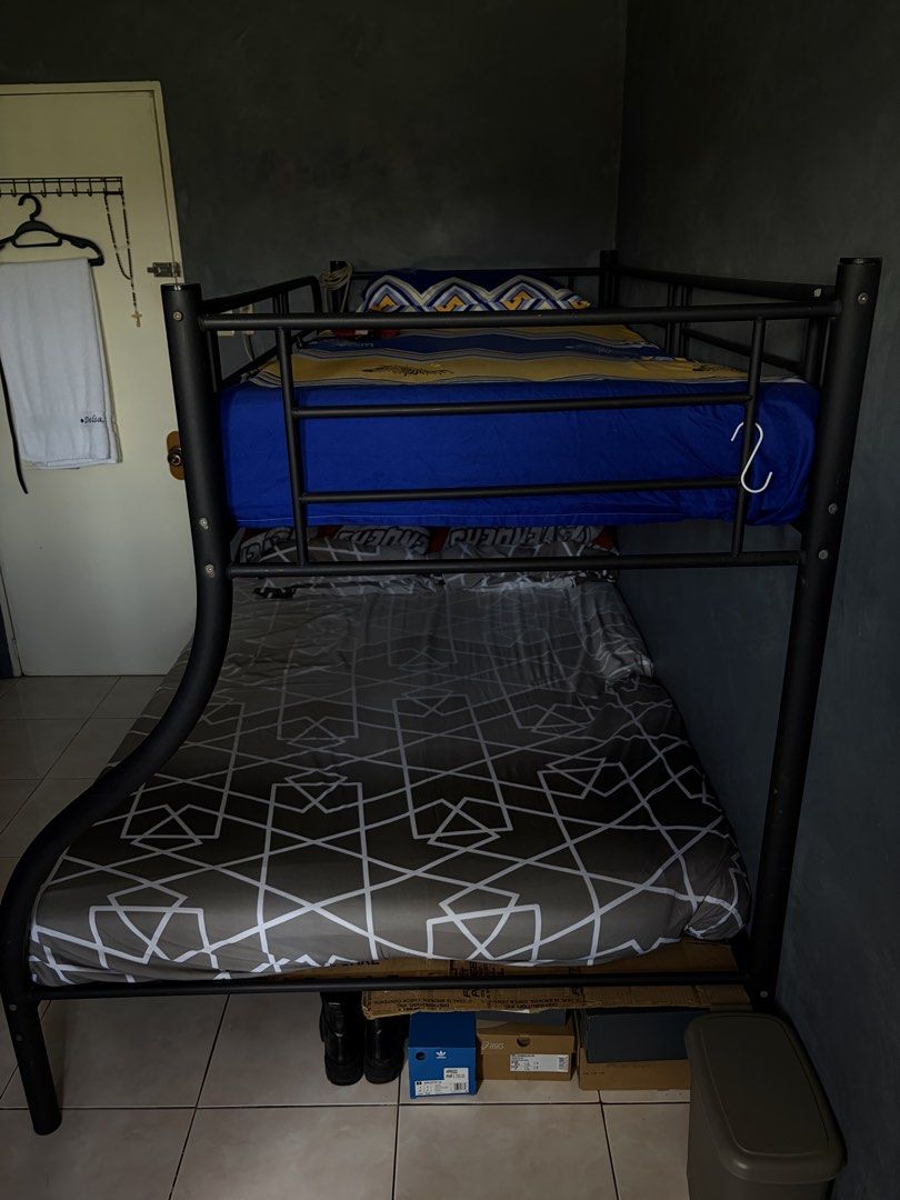 Heavy Duty Bed Frame - Double Deck with Stairs (Category: Bed Frames & Mattresses) located in Cainta. Submitted by declutterbylou_ (Listing ID 1465485672, Image 1). Description: Heavy Duty Bed Frame -Double Deck - with stairs - Queen Size & Single bed Size - no issues, ready to use Can still negotiate price… Delivery: lalamove or grab - booked and paid by buyer .