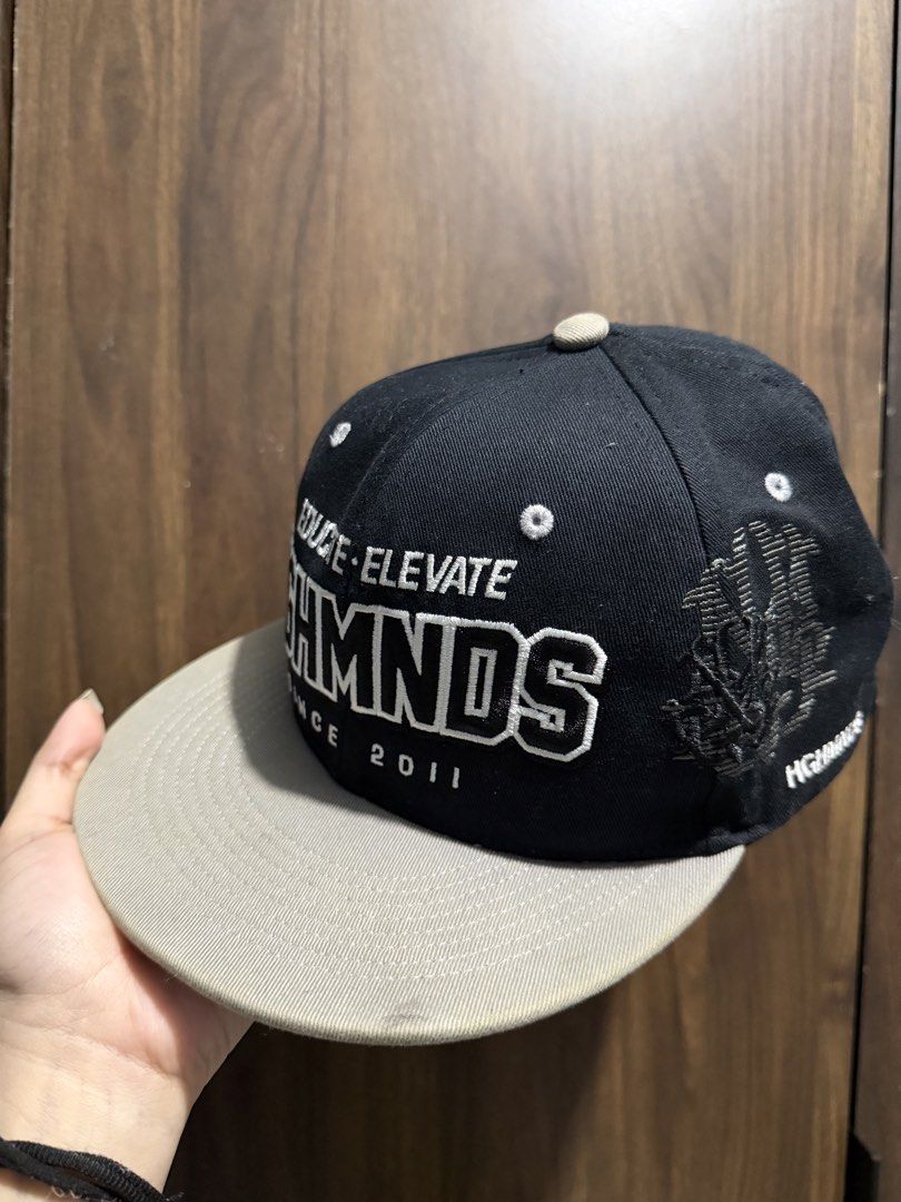 HGHMNDS Cap (Category: Caps & Hats) located in Las Pinas. Submitted by euphrasia_ (Listing ID 1465503106, Image 2). Description: - 8/10 Condition - manage your expectations as this is a preloved item. - slightly negotiable for sure buyers Issue: Needs cleaning, small crack on adjustable strap (see last photo for reference) RFS: decluttering 📍Las Piñas City delivery via lalamove.