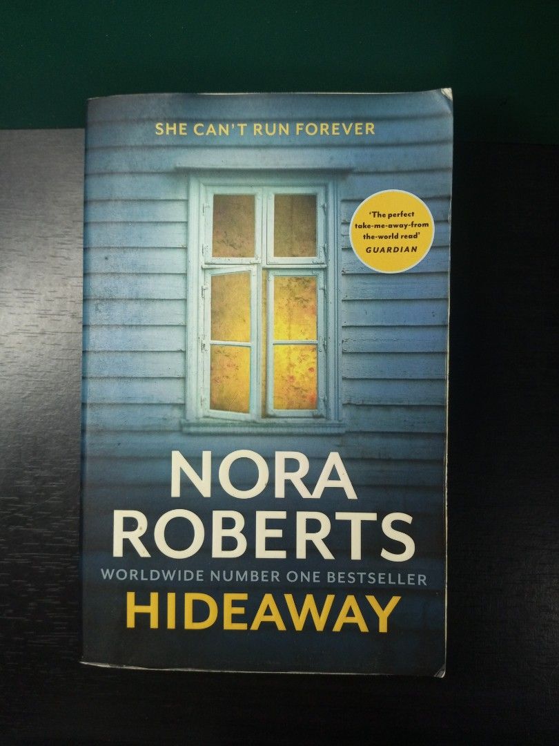 Hideaway by Nora Roberts Novel Paperback (Category: Storybooks) located in Baguio. Submitted by pmv124 (Listing ID 1465448858, Image 1). Description: - Title & Author: Hideaway by Nora Roberts - Genre: Worldwide bestseller suspense thriller / romantic suspense - Format: Standard paperback - Condition: Pages are intact and clean; spine has slight creases from reading; some stains; readable (preloved) - Perfect for: Fans of mystery and thrilling ro