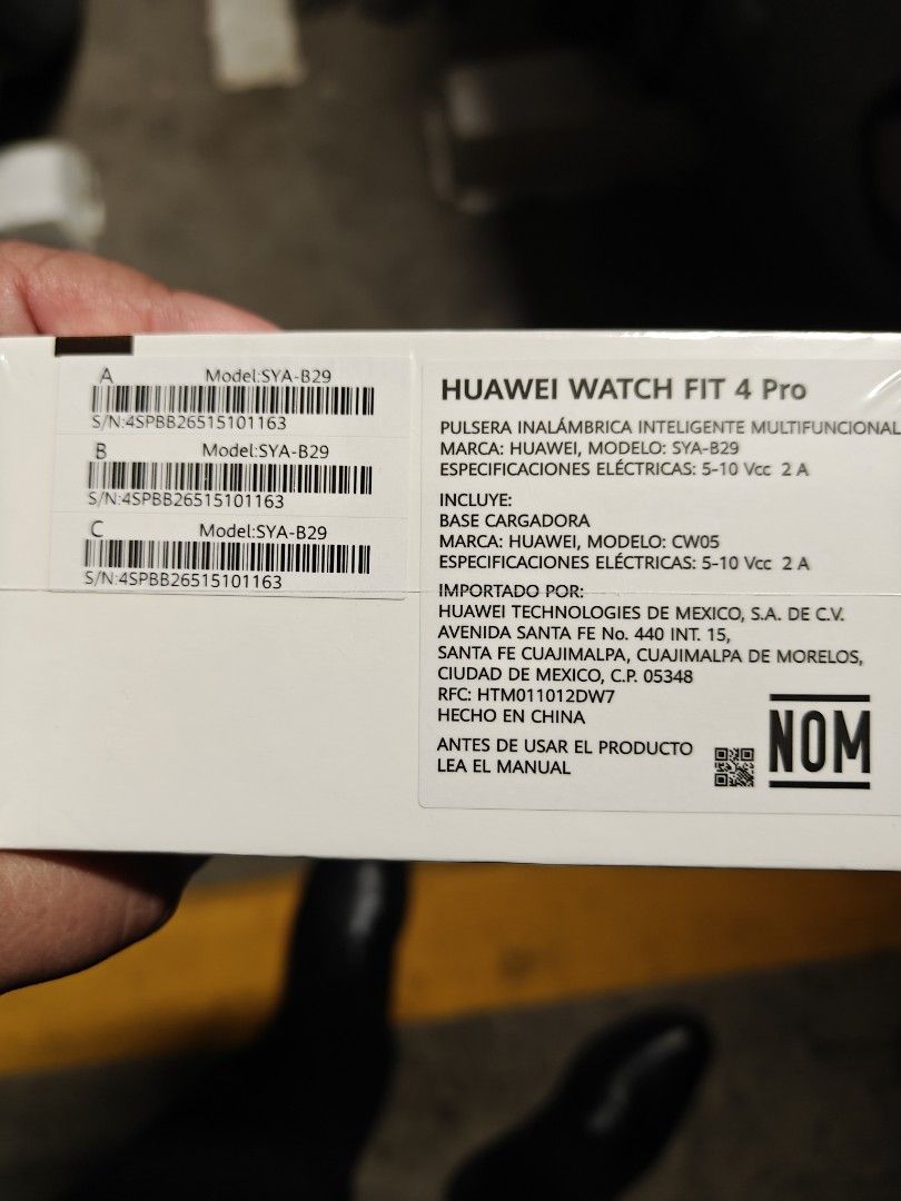 Huawei Fit 4 Pro (Category: Wearables & Smart Watches) located in Pasig City. Submitted by trainmeister (Listing ID 1465392480, Image 2). Description: Display: 1.82-inch AMOLED touchscreen with HD resolution and up to 3,000 nits peak brightness Build & Dimensions: 44.5 × 40 × 9.3 mm; weighs approximately 30.4 grams (excluding strap) Materials: Titanium alloy bezel, aluminum front case, and sapphire glass display Battery Life: Up to 10 days of max