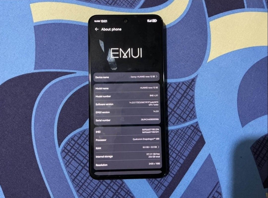 Huawei Nova SE 12 (Category: Huawei) located in Manila. Submitted by denong_ (Listing ID 1465443806, Image 2). Description: - Brand/Model: Huawei Nova 12 SE (Black) - Storage: 256GB internal storage - Memory: 8GB + 3GB RAM - Processor: Qualcomm Snapdragon 680 - Display & OS: EMUI 14.2.0, 2400 x 1080 resolution - Condition: Excellent, well-maintained - Meetup Location: Puregold, Malinao, Pasig.