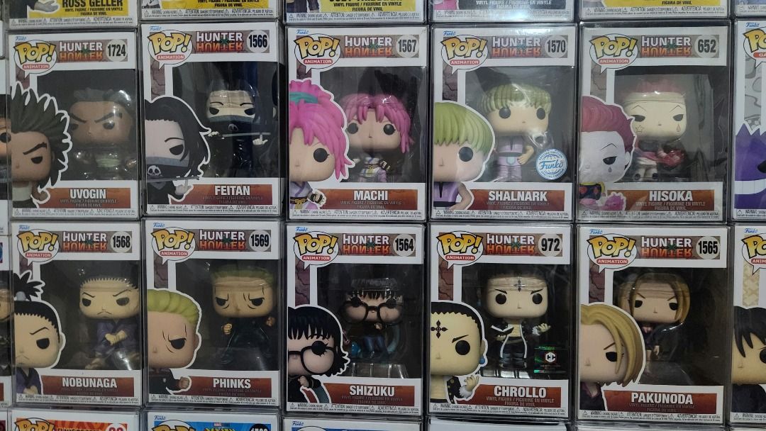 Hunter x Hunter Funko Pop Phantom Troupe Figures (Category: Figurines & Statues) located in Manila. Submitted by mnstercarl71996 (Listing ID 1465420073, Image 1). Description: - Authentic Hunter x Hunter Phantom Troupe Funko Pop figures - Complete set or individual characters available: Chrollo, Hisoka, Uvogin, Feitan, Machi, Shalnark, Nobunaga, Phinks, Shizuku, and Pakunoda - Condition: Brand new inside original window boxes (please check box ph