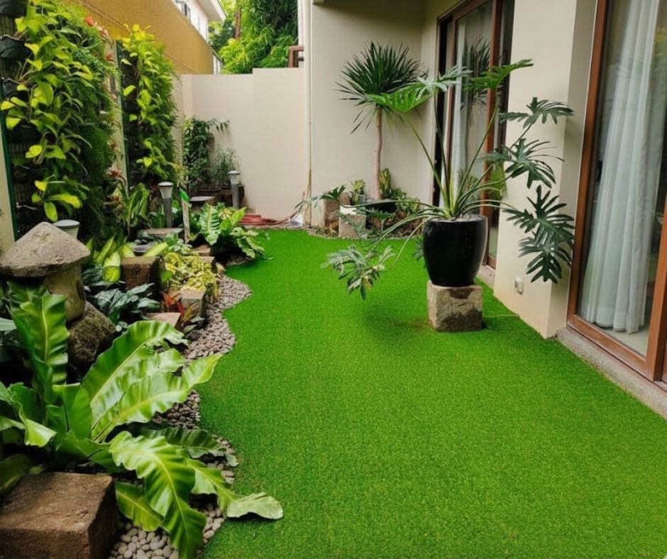 Interiors Manila Artificial Grass Carpet Turf (Category: Artificial Plants & Flowers) located in Caloocan City. Submitted by fastcrystal_973476 (Listing ID 1465449416, Image 2). Description: "Turn every space into a relaxing green paradise. Make your home Cozy and Aesthetic with our Artificial Grass Turf.” • Always green, no excuses. • The grass is greener on this side. • Zero water. Zero mowing. 100% green. • Low maintenance, high vibes. • Insta