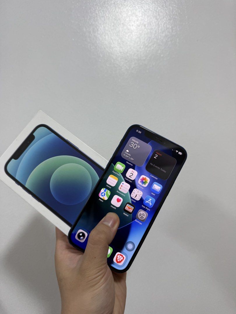 Iphone 12 (Category: iPhone 12 Series) located in Norzagaray. Submitted by dnaysdm (Listing ID 1465485445, Image 1). Description: -Iphone 12 64gb blue color -All working (Face Id, true tone, buttons, camera) -Newly replaced battery (Battery Health: 100%, Cycle count: 4, Genuine, no unknown parts) -Unli reset, no icloud issue -No sim restrictions -Local NTC unit (ZP/A) -Issue: Dent sa left lower ng body and scratches around the body Inclusion: Box