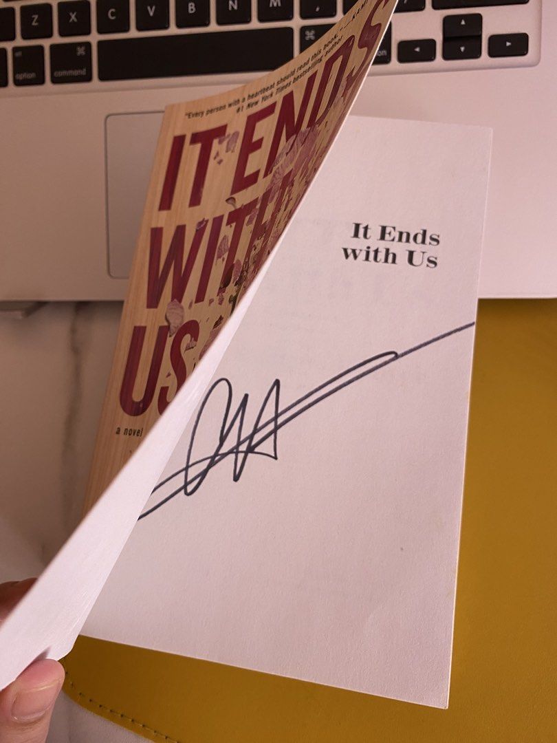 It Ends With Us Colleen Hoover Signed Book + Bookmark (Category: Storybooks) located in Tabaco. Submitted by luckymoon17 (Listing ID 1465432015, Image 3). Description: - Title & Author: It Ends With Us by Colleen Hoover - Edition: Paperback with gorgeous pink floral cover art - Special Feature: Hand-signed by the author on the title page (Bought directly from colleenhoover website) - Freebie: Includes a matching pink bookmark with the author's si