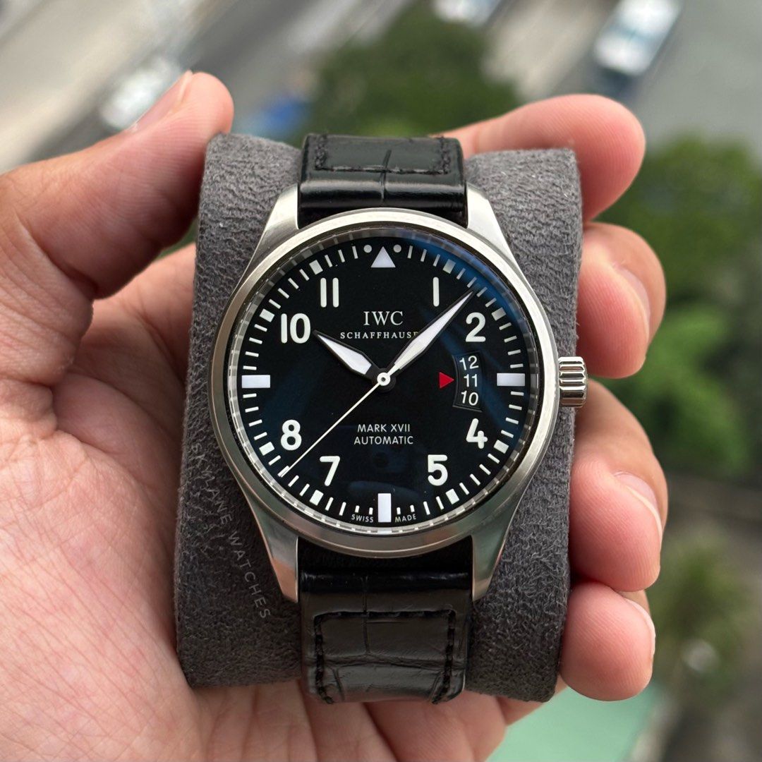 IWC Mark 17 (Category: Luxury Watches) located in Pasig City. Submitted by lanceguballa (Listing ID 1465579128, Image 1). Description: A true pilot’s watch — the IWC Mark 17 ✈️ Clean, legible, and purpose-built for the cockpit. A classic that just makes sense on a pilot’s wrist. 2013 IWC Mark XVII Reference IW326501 9.5/10 condition 41mm case size, 11mm thickness IWC Calibre 30110 automatic movement 42 hour power reserve 60m water resistance Incl