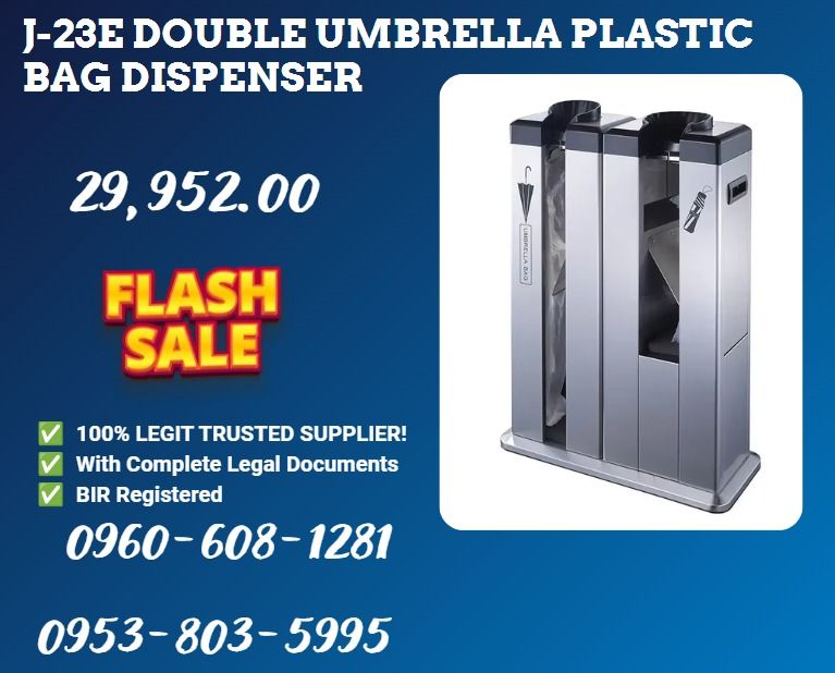 J-23E Double Umbrella Plastic Bag Dispenser (Category: Everything Else Others) located in Caloocan City. Submitted by mightywater-74d1 (Listing ID 1465427072, Image 1). Description: "material: 410SUS accessory: one side with 100pcs short umbrella bag; the other side with 100pcs long umbrella bag item size:590*270*880mm" color: silver .