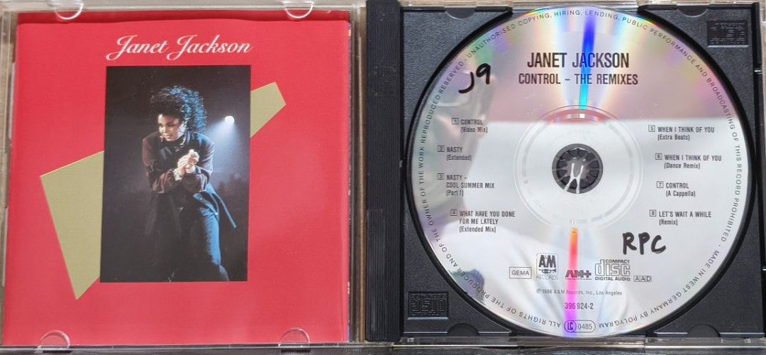 Janet Jackson Control The Remixes CD Album (Category: CDs & DVDs) located in Manila. Submitted by ruelcabrer77078 (Listing ID 1465434299, Image 3). Description: - Artist & Title: Janet Jackson - Control The Remixes Audio CD - Label / Year: A&M Records, 1987 - Tracklist: Includes 8 classic tracks like the 'Nasty' Extended Mix and 'When I Think of You' Dance Remix - Condition: Jewel case has minor wear, but the disc plays great - Collector's Note: 