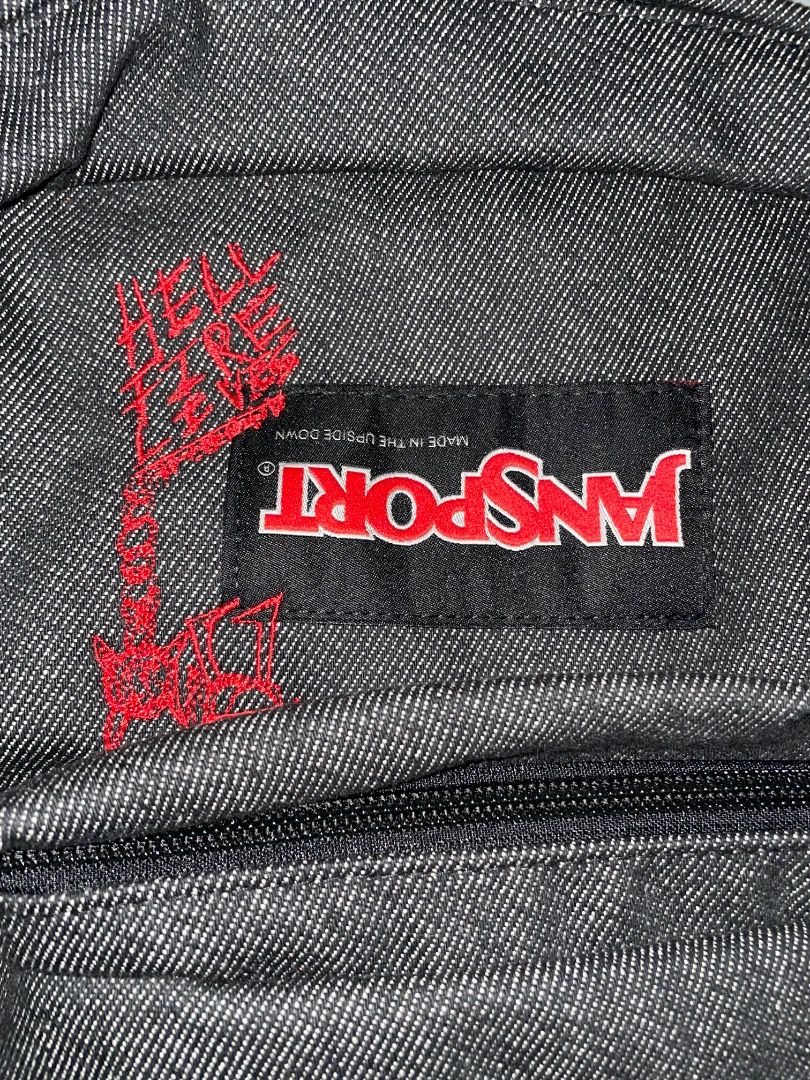 JanSport Stranger Things Hellfire Club Backpack (Category: Backpacks) located in Cebu City. Submitted by michaelbenida (Listing ID 1465406814, Image 3). Description: - Brand: JanSport x Stranger Things (Hellfire Club collection) - Condition: Brand new with original store tags, never used - Material/Design: Dark denim wash with iconic Hellfire Club front patch - Interior details: Red embroidery with JanSport logo tag - Perfect for daily use, schoo