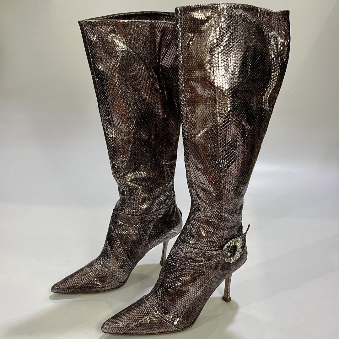 JIMMY CHOO SNAKESKIN BOOTS (Category: Sneakers & Footwear) located in Bacolod City. Submitted by the.finest (Listing ID 1465529490, Image 2). Description: Jimmy Choo Metallic Snakeskin Boots Tag Size: 36 1/2 Condition: 9/10 has normal signs of wear 12,000+shipping fee.