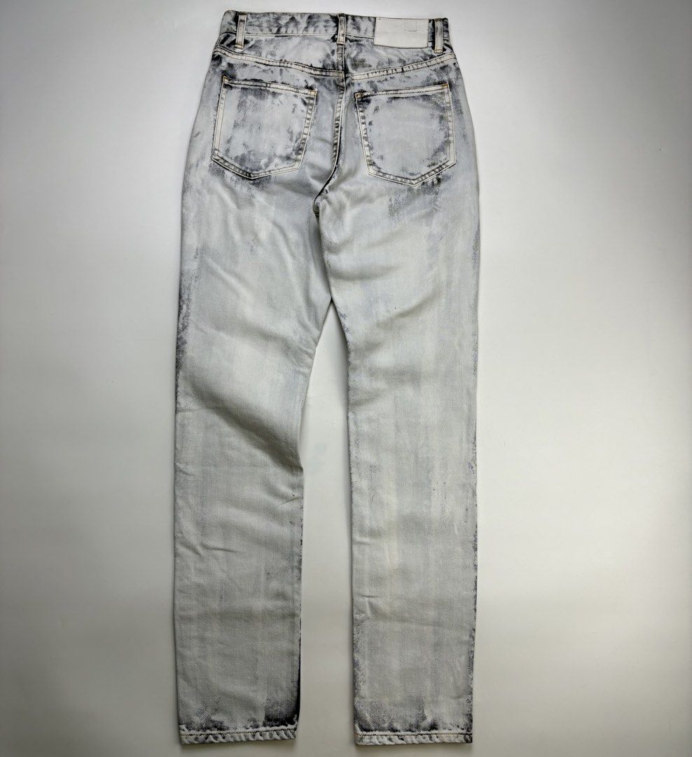 John Lawrence Sullivan Bleached Denim Pants (Category: Jeans) located in Cavite. Submitted by sc_rcity (Listing ID 1465564808, Image 2). Description: Tagged Size : Small Authentic Like New Made in Japan Zipper : Ykk No Inclusion Features a signature heavily bleached and marble-effect distressed wash, giving it a contrasting white and gray acid-washed appearance. Measurements: in inches ( approx. ) Waist 13 Length 40.5 Front rise 11 Inseam 30 Leg 