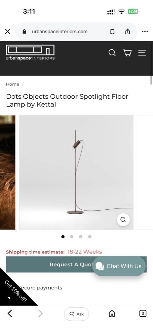 Kettal Dots Objects Outdoor Spotlight Floor Lamp (Category: Lighting) located in Makati City. Submitted by jdla05 (Listing ID 1465481704, Image 2). Description: Parrot Lamp— URBAN SPACE INTERIORS Give your space a stylish, modern upgrade with this rose gold spotlight from Urban Space Interiors, imported from Hong Kong. Perfect for bedrooms, living spaces, hallways, display areas, or accent lighting. FIXED PRICE: 6k Features: Elegant Rose Gold fin