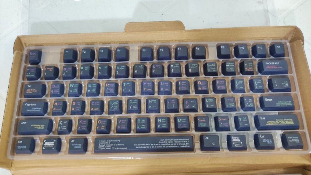 Key caps set dark blue Computer programming theme (Category: Computer Keyboard) located in Kuala Lumpur. Submitted by lowyonghen74693 (Listing ID 1465438225, Image 1). Description: bought because curious how it looks unused, clearing backlog pm if interested meet location KL/Selangor lrt/mrt delivery fee on buyer.