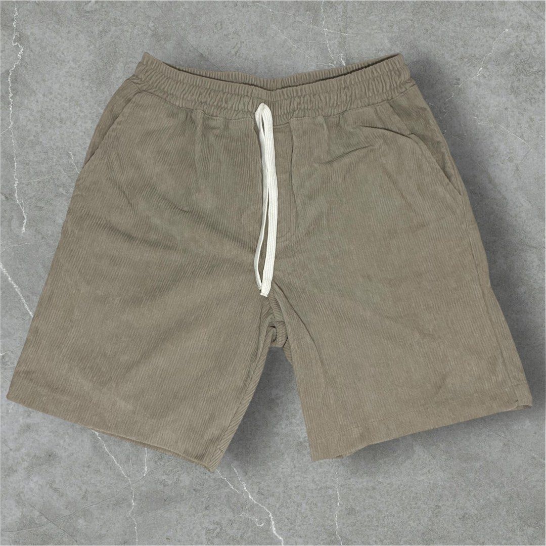 Khaki Corduroy Shorts with Drawstring (Category: Shorts) located in Cebu City. Submitted by jnathana (Listing ID 1465571816, Image 1). Description: Corduroy Tailored Short / Plain Shorts 2 Side Pocket plus 1 Back pocket Fabric: Corduroy Size: Medium Waistline: 26 - 33 inches Length: 17 inches Leghole: 20 inches .