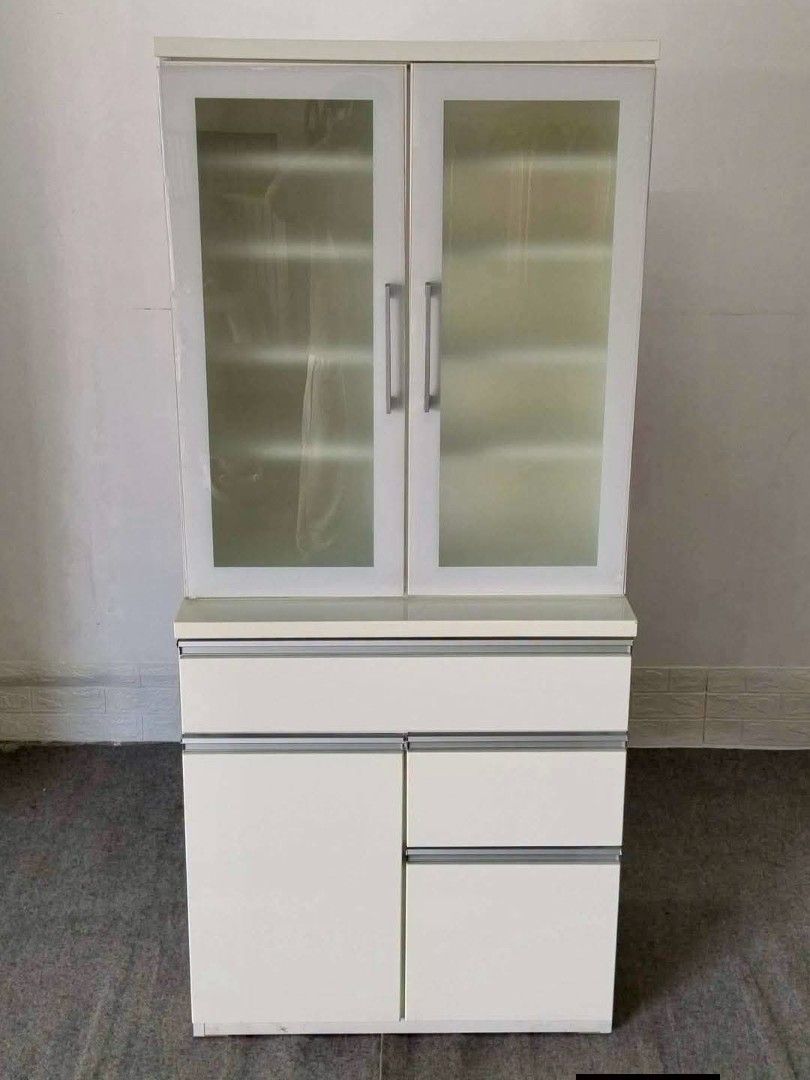 Kitchen Cabinet (Category: Shelves, Cabinets & Racks) located in Meycauayan. Submitted by marygracecasimiro (Listing ID 1465455603, Image 2). Description: Kitchen Cabinet / Displayer White Duco Finish 32”L x 20”W x 71”H Php 12,900♥️.