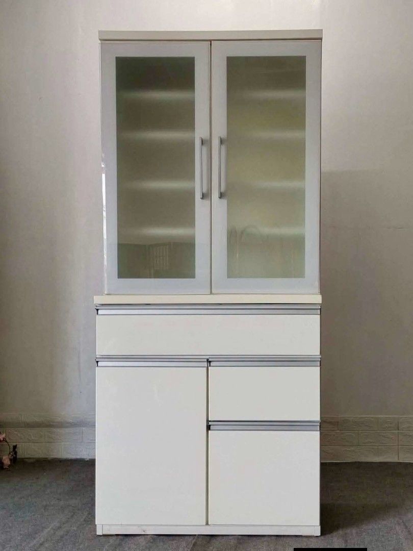 Kitchen Cabinet (Category: Shelves, Cabinets & Racks) located in Meycauayan. Submitted by marygracecasimiro (Listing ID 1465455603, Image 1). Description: Kitchen Cabinet / Displayer White Duco Finish 32”L x 20”W x 71”H Php 12,900♥️.