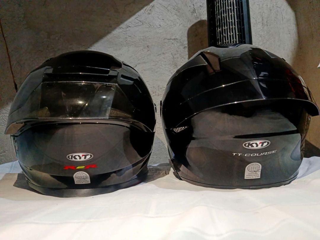 KYT Helmets for sale (Category: Helmets and other Riding Gears) located in Caloocan City. Submitted by quickhorse.6e8964 (Listing ID 1465526411, Image 3). Description: KYT TT-COURSE Foam Size: (XL) Shell Size: Large Color: GLOSSY BLACK Lock: PIN Lock Price: 5,000 KYT R2R Foam Size: (M) Shell Size: M Color: GLOSSY BLACK Lock: PIN Lock Production Date: May 2 2025 Price: 6,000 NEGOTIABLE WITH DUSTBAG .