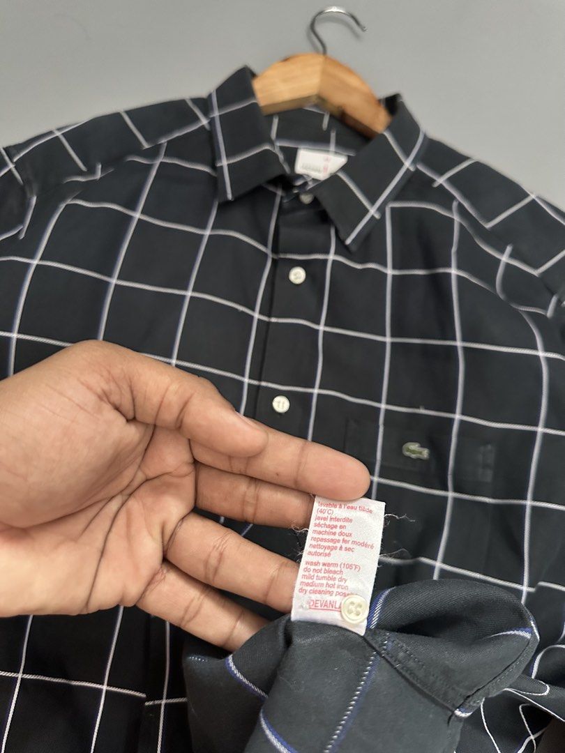 Lacoste Button Down Long sleeve (Category: Activewear) located in Manila. Submitted by thriftavenueph (Listing ID 1465406749, Image 3). Description: Fs: Lacoste Button Down Long sleeve Size: 24x30, XL Condition: excellent, 10/10 color, have a minimal hole di halata as in lalo na pag nakasuot Price: 1,500.