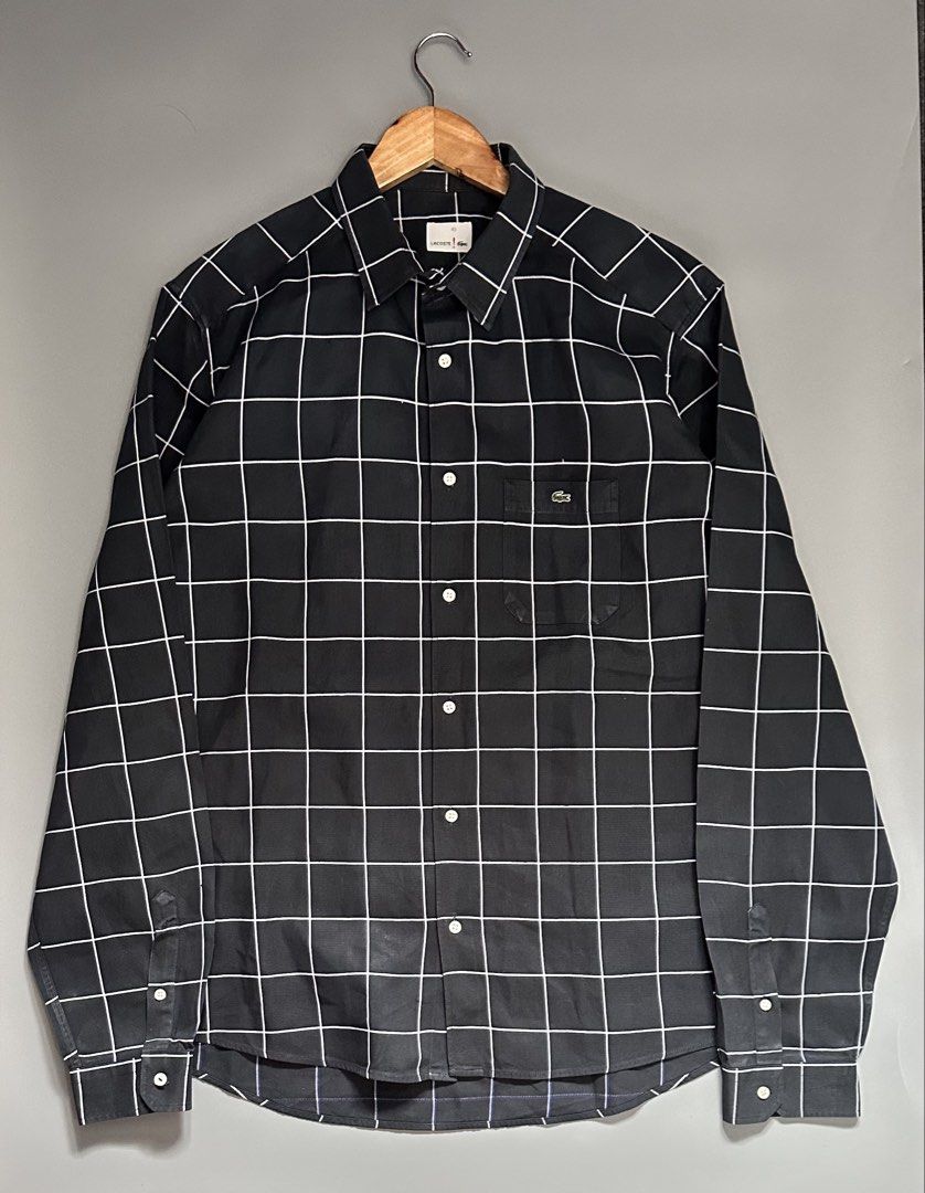 Lacoste Button Down Long sleeve (Category: Activewear) located in Manila. Submitted by thriftavenueph (Listing ID 1465406749, Image 1). Description: Fs: Lacoste Button Down Long sleeve Size: 24x30, XL Condition: excellent, 10/10 color, have a minimal hole di halata as in lalo na pag nakasuot Price: 1,500.