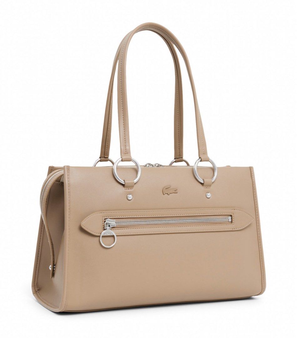 Lacoste Celis Top Handle Bag Medium - Beige (Category: Shoulder Bags) located in Santa Rosa. Submitted by miqboutique (Listing ID 1465470803, Image 2). Description: 🐊Celis Top Handle Bag Medium Beige ₱7,699 + SF • Ready to ship • Guaranteed Original Fb page: Miq's Boutique.