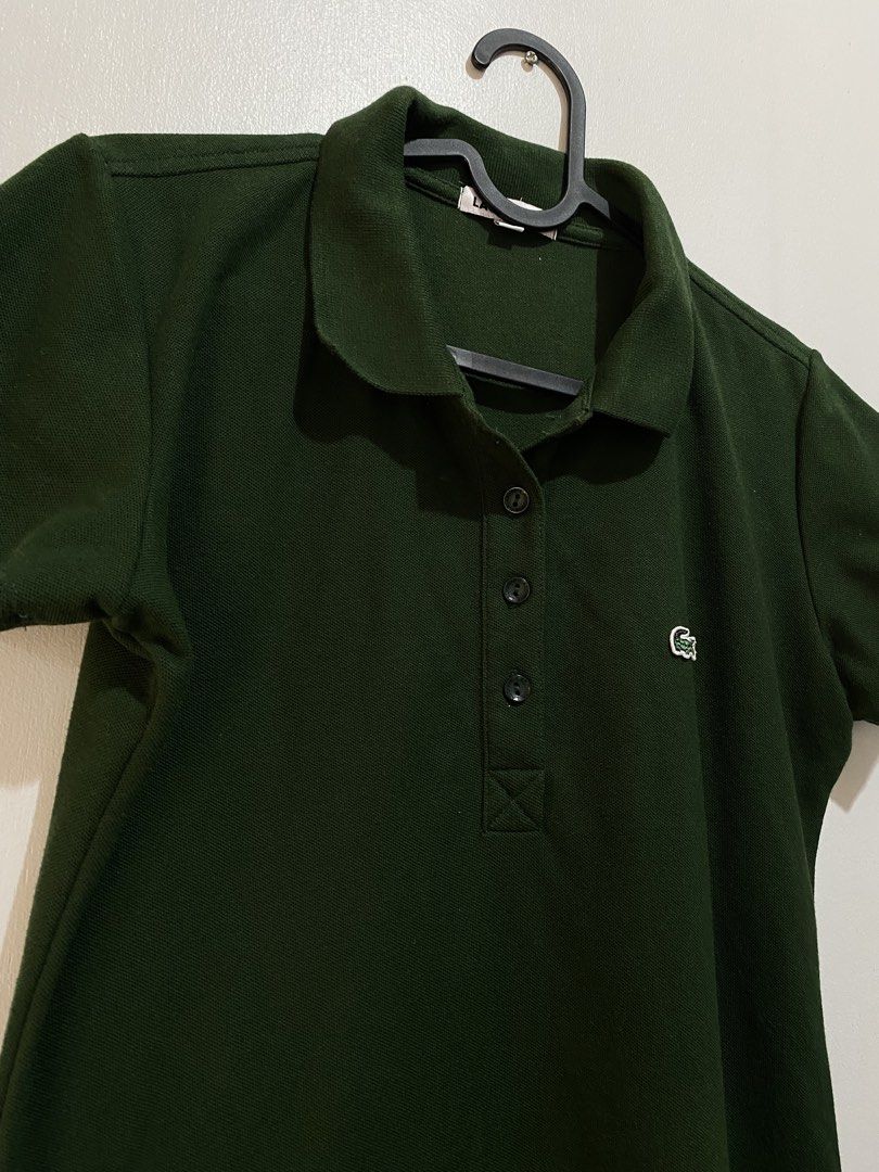 Lacoste Forest Green Polo Dress Medium (Category: Dresses) located in Bulacan. Submitted by knklittlecloset (Listing ID 1465445340, Image 3). Description: PRELOVED LACOSTE POLO DRESS Brand: Lacoste Condition: Preloved — Like New Color: Dark/Forest Green Style: Classic polo dress Size: M Measurements: 18in x 31.5 Condition: Like new and well-kept. No major flaws noted. ⚠️ Minor issue: 1 button at the top is missing — please see photos. Still weara