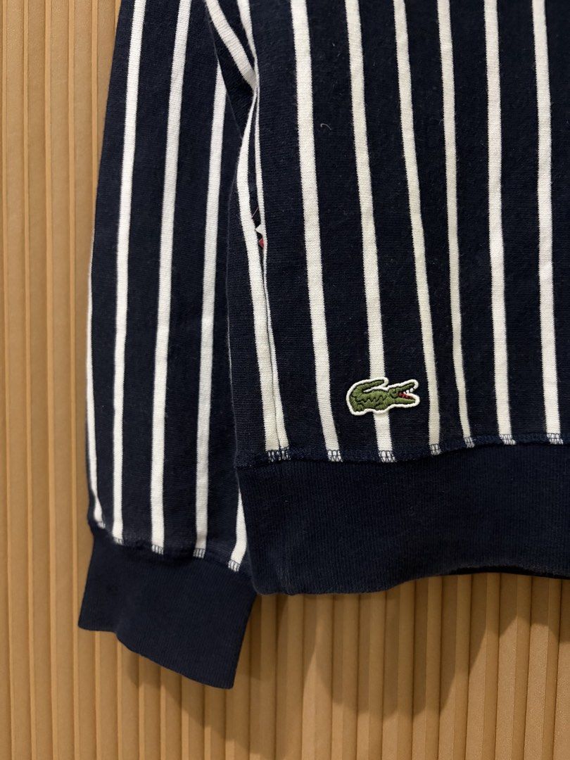 Lacoste loong sleeve (Category: Hoodies) located in Talavera. Submitted by lucios_locker (Listing ID 1465458168, Image 2). Description: WTS Lacoste Live Mens Sweatshirt Navy Blue Small Cours Toujours Striped Sweater Dimes: 23/28 Condition: Excellent Color rate: 9.8/10 Issue: none || Tags are provided to check its authenticity. Authenticity is 100% guaranteed || Price 1.5k plus shipping free 📍NUEVA ECIJA.