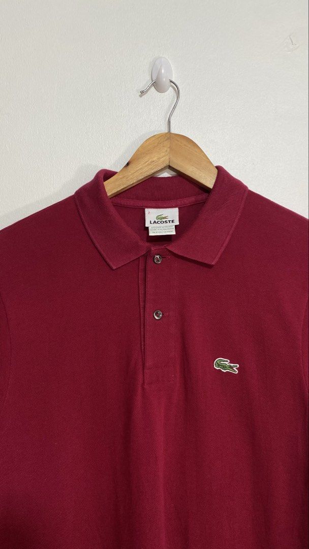 Lacoste Maroon Polo Shirt (Category: Luxury Apparel) located in Santa Maria. Submitted by zaneselections (Listing ID 1465528270, Image 2). Description: WTS 📌 Lacoste Maroon Polo Shirt - Size 2 on tag 18 Width 28 Length Excellent Condition 9.8/10 Color rate No issue Prefer for personal use Location: Bulacan 📍 J&T / Lalamove Courier 🚚 Dm to purchase 📩.