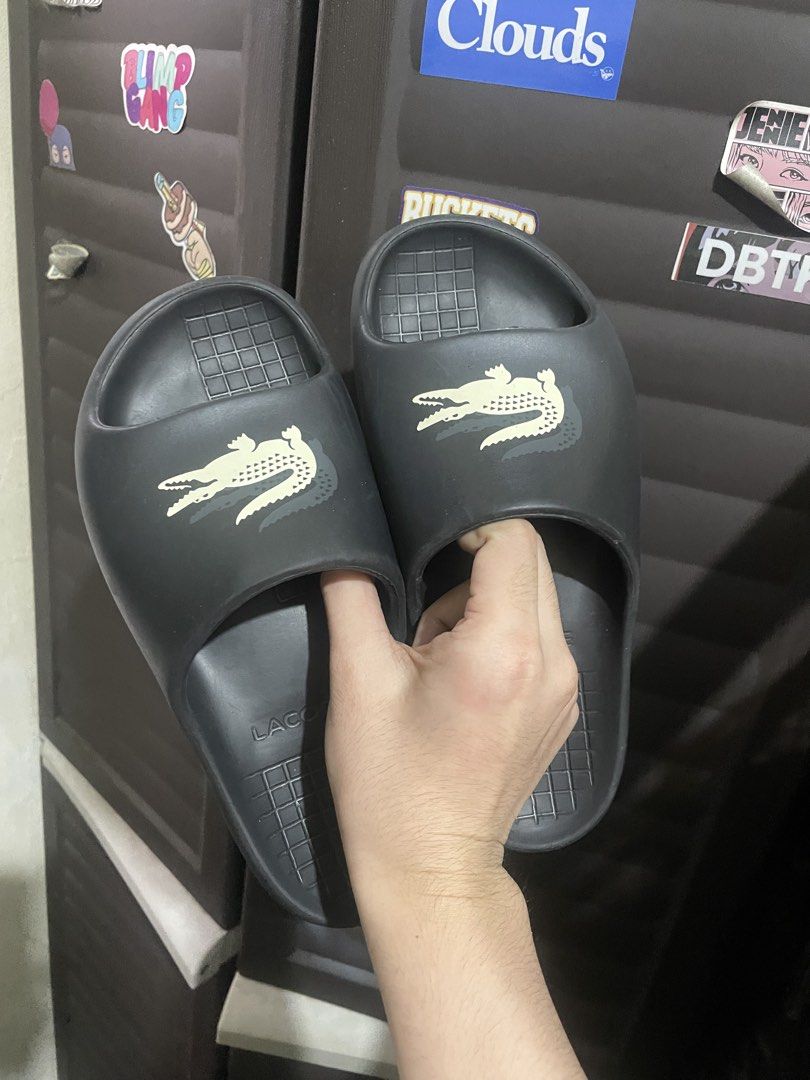 LACOSTE SLIDES (Category: Slippers & Slides) located in Quezon City. Submitted by qt4ever (Listing ID 1465439612, Image 1). Description: SIZE: UK 6/US 7 P1800 LACOSTE QC LOC 📩.