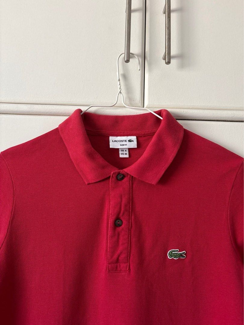 LACOSTE SLIM FIT POLO (Category: Tshirts & Polo Shirts ) located in Bulacan. Submitted by kennyfindss (Listing ID 1465424660, Image 2). Description: Size on Tag: FR 4 | US M W: 19.5–20” L: 28” Color Rate: 8/10 Condition: Lightly Used Issues: Slightly faded on upper sleeves Fabric/Material: Cotton Sourced from: USA DM TO PURCHASE .