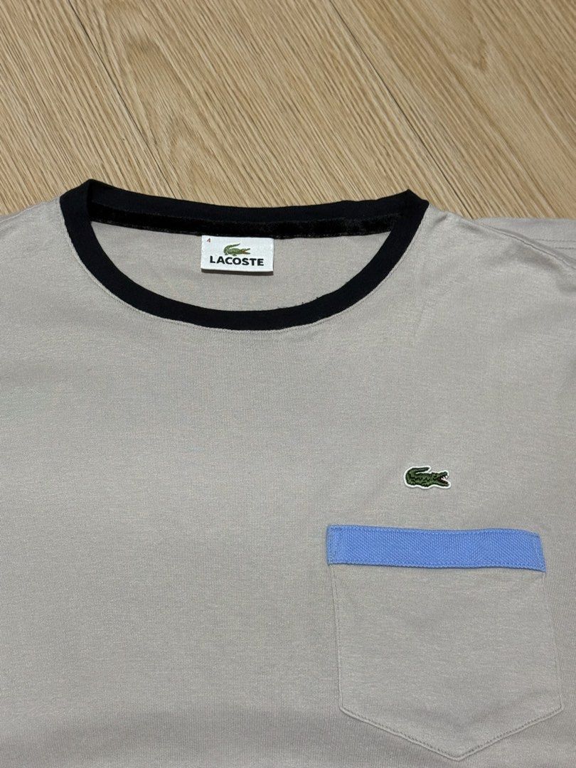 Lacoste tshirt (Category: Tshirts & Polo Shirts ) located in Manila. Submitted by plonlineclothing (Listing ID 1465514886, Image 3). Description: ✨ AVAILABLE ✨ Light brown and cream colour-block Lacoste cotton jersey T-shirt features a contrasting chest pocket with a branded trim 📏 Measurements: FR 4 M on tag • Width: 21.5 inches • Length: 26 inches Condition: Preloved, good condition, light weight, thin cotton material. Tags are posted for your