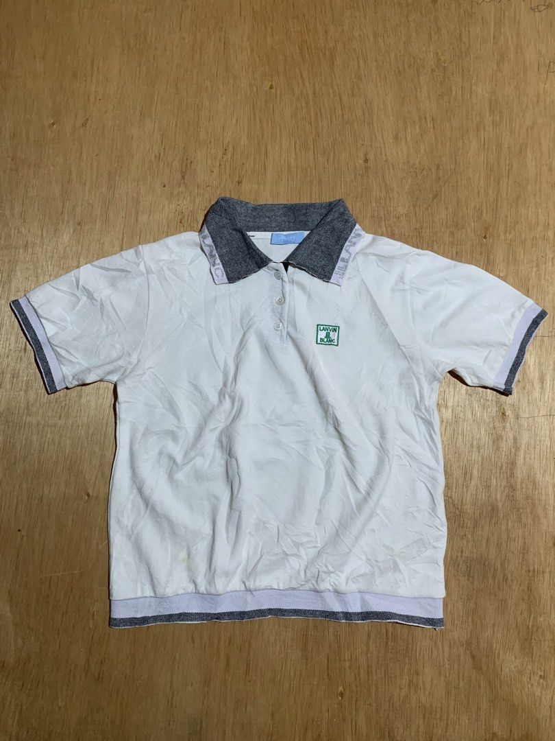 Lanvin Blanc Golf Polo Shirt (Category: Activewear) located in Cebu City. Submitted by handpickedxthrift (Listing ID 1465485764, Image 2). Description: Lanvin Blanc Golf Polo Shirt😍 Knitted Excellent Size L 20 x 22 Need wash only Mine📩 Toledo Cebu Unli Vc/Vouch.