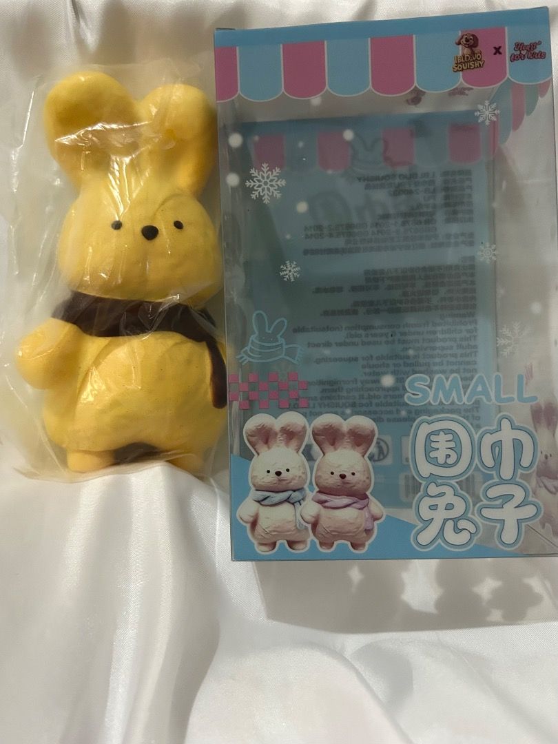 Lblduo scarf bunny squishy (Category: Designer & Blind Box Toys) located in Morong. Submitted by luv.stellar (Listing ID 1465433629, Image 1). Description: ૮˶•༝•˶ა ₊˚⊹ lblduo scarf bunny squishy .ᐟ ୨୧ with original box! (has a small dent) ୨୧ J&T courier only! ୨୧ DM to buy or for condition! .