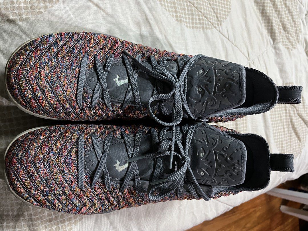 Lebron 16 Twenty 20 Vision (Category: Sneakers) located in Quezon City. Submitted by renzt433 (Listing ID 1465543790, Image 1). Description: - Vibrant multicolor knit upper with dark grey leather tongue and matching laces - Chunky speckled grey midsole with signature LeBron crown branding on the heel pull tabs - High-performance design featuring strong ankle support and a snug, sock-like fit - Condition: Great performance shoes ready for the cour