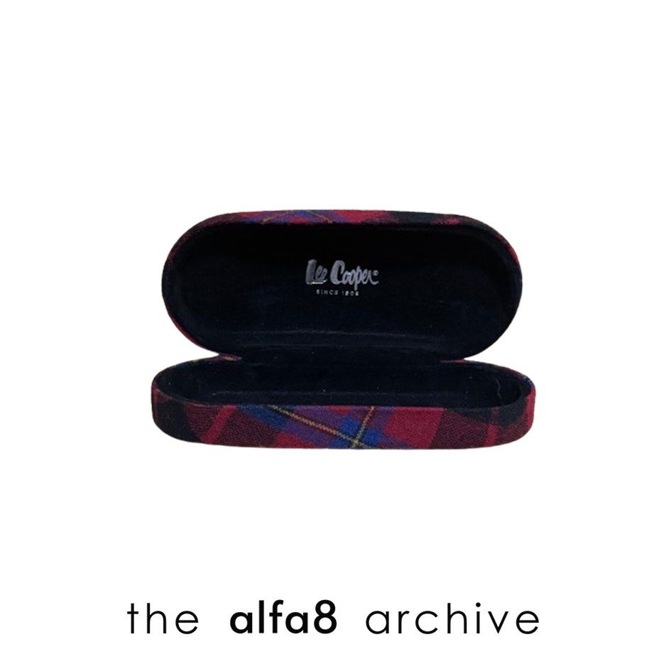 LEE COOPER | Tartan Print Glasses Case (Category: Sunglasses & Eyewear) located in Imus. Submitted by thealfa8archive (Listing ID 1465557054, Image 1). Description: Lee Cooper Tartan Hard Case - Since 1908 — red / navy tartan wool — hard shell, velvet interior — stamped Lee Cooper logo inside for your specs / sunnies / small essentials the alfa8 archive .