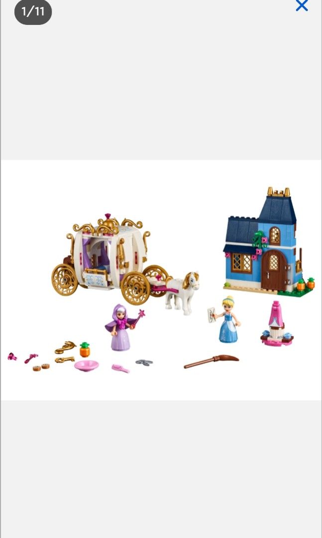 LEGO 41146 Disney Cinderella's Enchanted Evening (Category: Lego & Building Sets) located in Quezon City. Submitted by 8elc8 (Listing ID 1465577069, Image 2). Description: - LEGO Disney Princess set 41146: Cinderella's Enchanted Evening -authentic Lego brandnew and sealed, retired product - 350 pieces - Includes Cinderella in rags and gown plus fairy godmother mini-doll figures, plus a white horse - Features a buildable carriage with opening door