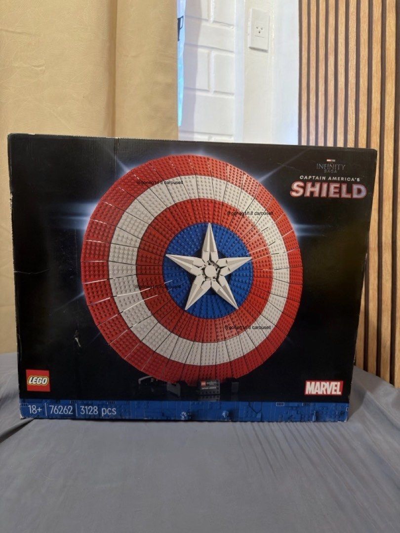 LEGO Marvel Captain America's Shield 76262 (Category: Lego & Building Sets) located in Makati City. Submitted by goneg1rl (Listing ID 1465422543, Image 2). Description: - Brand: LEGO Marvel Infinity Saga - Set: Captain America's Shield (76262) - Piece Count: 3,128 pieces - Recommended Age: 18+ - Condition: Brand new, unopened in original box - Ideal for: Marvel fans and advanced LEGO hobbyists FREE: Magnets (check last photo) SF c/o of buyer .
