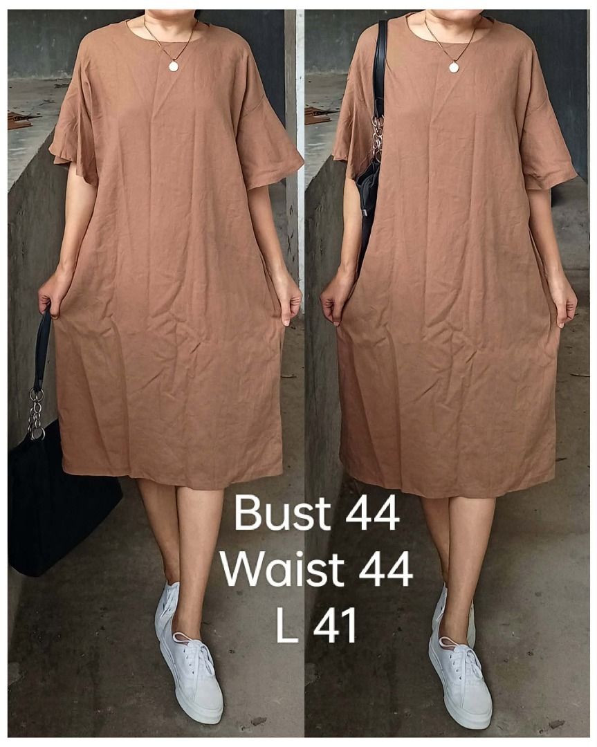 Linen choco Brown slip summer dress (Category: Dresses) located in Davao. Submitted by irisrazona16792 (Listing ID 1465576758, Image 3). Description: Bust 44 Waist 44 L 41 mall quality.