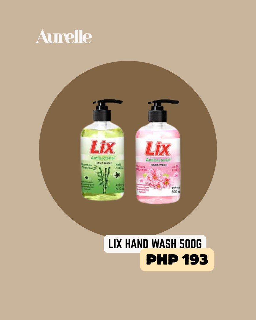 Lix hand soap (Category: Sanitizers & Disinfectants) located in Manila. Submitted by aurelleph (Listing ID 1465524565, Image 1). Description: 🎀FOLLOW OUR FB, IG AND TIKTOK Stay updated with our latest products, new arrivals, announcements, and restocks. IG: @aurellephofficial FB: Aurelle TIKTOK: aurellephofficial See you there! ♡ .