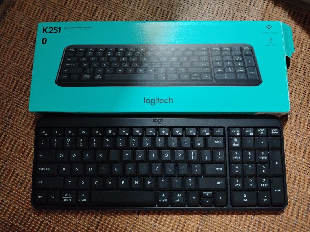Logitech K251 Compact Wireless Keyboard (Category: Computer Keyboard) located in Rizal. Submitted by maye1997 (Listing ID 1465469868, Image 1). Description: - Model: Logitech K251 compact wireless keyboard (Black) - Features: Full number pad included despite compact size - Power: Battery-powered wireless connection - Condition: Clean, fully intact keys and in great working order - Inclusion: Comes with the original turquoise box.