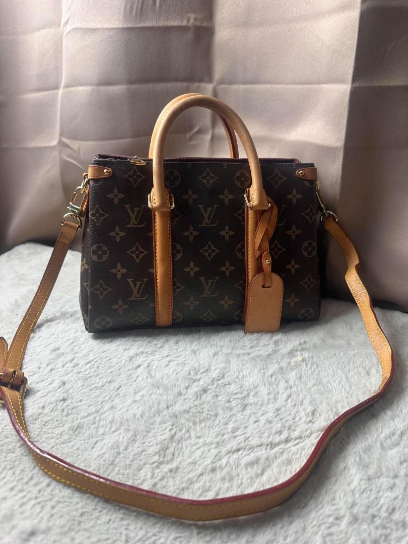 Louis Vuitton Monogram Canvas Tote Handbag with Strap (Category: Luxury Bags & Wallets) located in Davao. Submitted by luckyturtle.aa6ccf (Listing ID 1465392955, Image 2). Description: - Authentic Louis Vuitton Monogram Canvas Tote Bag - Brown coated canvas with classic vachetta leather trim - Dual top handles and adjustable shoulder strap with gold-tone metal hardware - Burgundy interior lining featuring a convenient central zipped compartment -