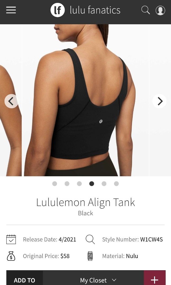 Lululemon Align tank black dot 4 (Category: Sleeveless) located in San Pedro. Submitted by thriftersthrift (Listing ID 1465392726, Image 2). Description: Dot 4 no pads Good condition Already wash Color rate : 9.5 /10 🌵ALL ITEMS ARE FROM UKAY BALE SO MANAGE YOUR EXPECTATION 🌵 ASK SELLER FOR MORE INFORMATION COLOR MAY CHANGE TRU LIGHTING.