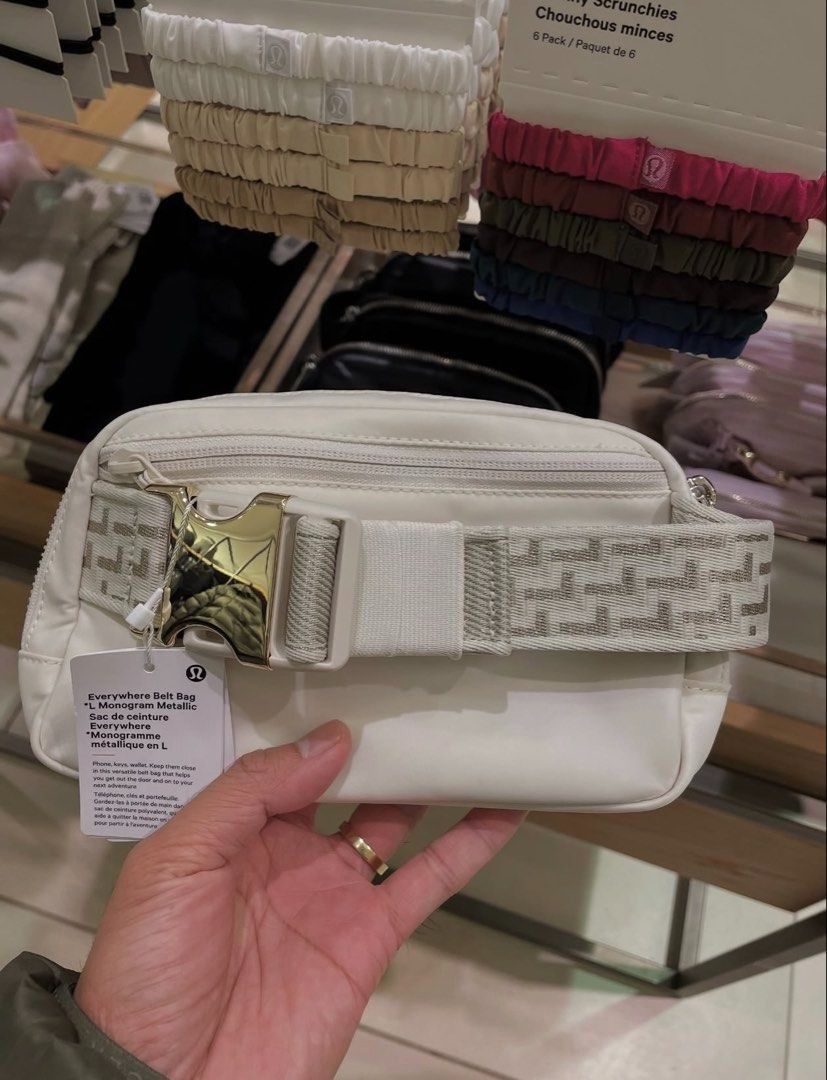 Lululemon Everywhere Belt Bag L Monogram Metallic 1L (Category: Purses & Pouches) located in Quezon City. Submitted by beckyshop2024 (Listing ID 1465476517, Image 3). Description: - Brand new with tag - Original from US - Color: Light Ivory/Gold.