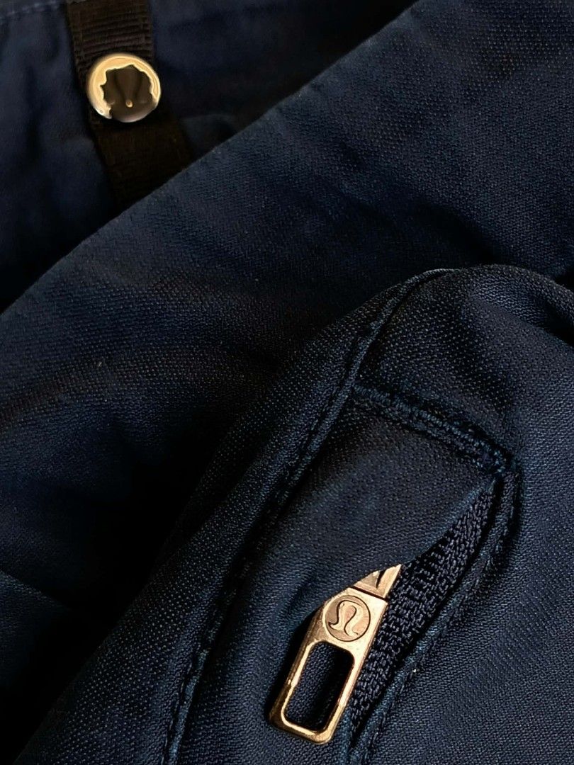 Lululemon Navy Blue Shorts Size 30 (Category: Activewear) located in Manila. Submitted by virgiliosa38485 (Listing ID 1465499325, Image 3). Description: - Brand: Lululemon - Color: Navy Blue - Size: 30 -Length 19 - Closure: Button waist with zip fly - Pockets: 1 secure zippered side pocket and 2 standard back pockets - Material: 73% Cotton, 24% Nylon, 3% Lycra Elastane - Condition: Excellent, ready to wear.
