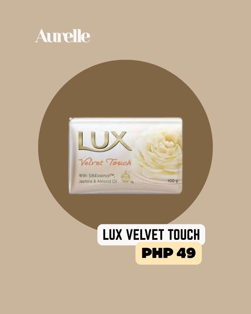Lux velvet touch soap (Category: Body Care) located in Manila. Submitted by aurelleph (Listing ID 1465515253, Image 1). Description: FOLLOW OUR FB, IG and TIKTOK Stay updated with our latest products, new arrivals, announcements, and restocks. IG: @aurellephofficial FB: Aurelle TIKTOK: aurellephofficial See you there! ♡.