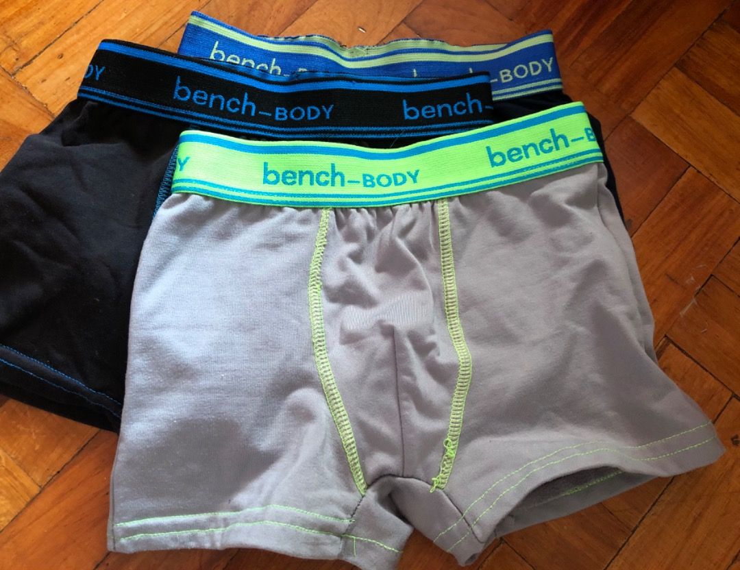 [M] Bench Body - Children’s Boxer Briefs Bundle (Category: Babies & Kids Fashion) located in San Juan City. Submitted by ttanmien (Listing ID 1465577693, Image 1). Description: ⚜️✨⚜️✨⚜️✨⚜️✨⚜️✨⚜️ 💁🏻‍♀️SELLING PRICE: ₱50 all Original Price: Above ₱300 💁🏻‍♀️Size: Width x Length = 20 inch x 8 inch Waist(width measurement) Garterized stretchable size waist Waist to bottom (length measurement) Tag Size: 10 (May fit kids from 4 year old to 7 years o