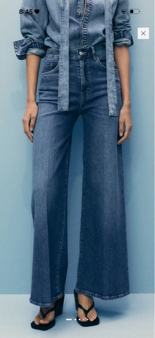 Mango Wide-leg high-waisted denim jeans (Category: Jeans) located in Bacoor. Submitted by conclaseph (Listing ID 1465386271, Image 2). Description: Brand new with tag Size EU 34 Dm me for actual photos.
