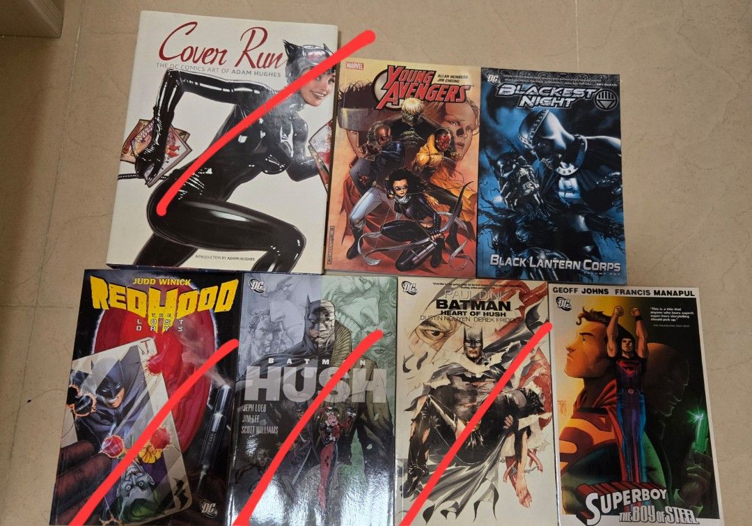 美漫Marvel DC comics Batman Deadpool Superboy Red Hood Black Lantern （分類：漫畫）位於 Hong Kong。 由 ltche 提交（商品編號 1463587742，圖片 1）。簡介： 有少黃/書角曲,內頁正常 40元/本 坑口mtr交收 刪了=已售 Good condition. Only outside is worn. Intact inside. Crossed out are sold. 40 dollars each. Hang Hau mtr trade。