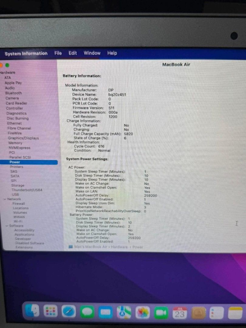 Mcbook air 2017 13 inch (Category: Laptops & Notebooks) located in Manila. Submitted by happyearth.953a15 (Listing ID 1465533486, Image 2). Description: Mcbook air 2017 13 inch 8gb ram 128gb ssd Battery conditions GOOD With charger No issue ✅ 💸💸 11,500 Location: San Andres bukid manila Pick up or meet up.
